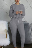Crew Neck Pullover Top Plain Tracksuit Lounge Set