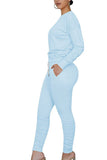 Solid Ruched Top And Pants Sports Tracksuit