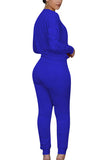 Crew Sweatshirt Ruched Long Pants Sweatsuit Set