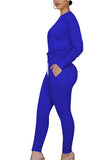 Crew Sweatshirt Ruched Long Pants Sweatsuit Set
