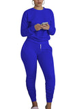 Crew Sweatshirt Ruched Long Pants Sweatsuit Set