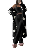 Womens Sexy 3 Piece Outfits Fuzzy Cardigan Crop Top Long Pants Set Loungewear