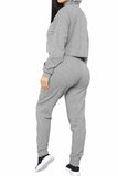 Long Sleeve Hooded Crop Top Jogger Pants Casual Suits Outfits