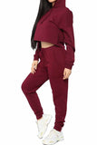 Women's Sexy 2 Pieces Workout Outfit Crop Top Hoodie Tracksuit