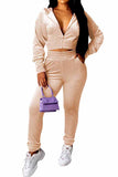 Zip Crop Top Jogger Sweatpants Two Piece Outfit