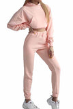 Crop Hoodie High Waisted Pants Two Piece Outfit For Women