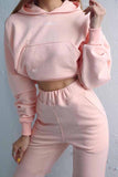 Crop Hoodie High Waisted Pants Two Piece Outfit For Women
