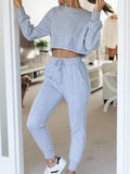 Ladies Jogging Suits Long Sleeve Pullover Top Jogger Pants Lounge Set