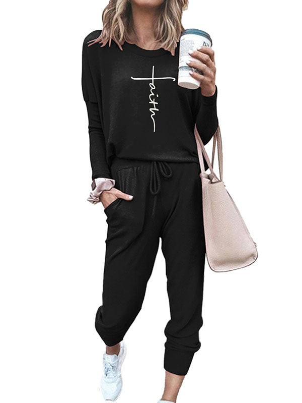 Womens Casual Sweatshirt Jogger Pants Two Piece Outfits