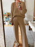 Women Ribbed Tracksuit 2 Piece Leisure Suit V Neck Sweatsuit Lounge Pajamas Set