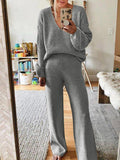 Women Ribbed Tracksuit 2 Piece Leisure Suit V Neck Sweatsuit Lounge Pajamas Set