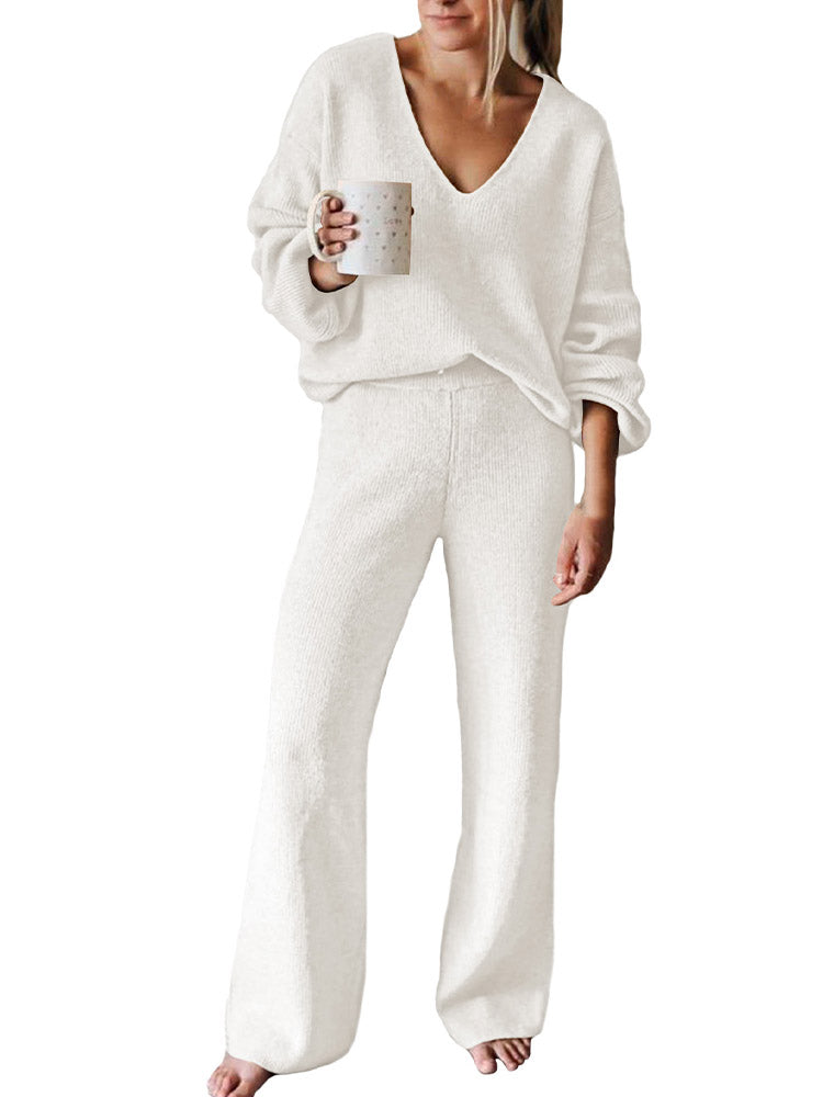 Women Ribbed Tracksuit 2 Piece Leisure Suit V Neck Sweatsuit Lounge Pa –  PinkQueenShop