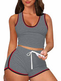 Womens 2 Piece Sports Outfits Summer Tank Top With Shorts Tracksuits