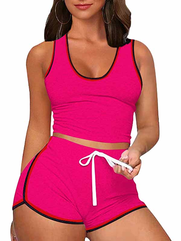 Womens 2 Piece Sports Outfits Summer Tank Top With Shorts Tracksuits