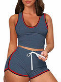 Womens 2 Piece Sports Outfits Summer Tank Top With Shorts Tracksuits