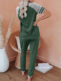 Womens Pajamas Set Short Sleeve T Shirt Jogger Pants Sleepwear