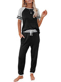 Womens Pajamas Set Short Sleeve T Shirt Jogger Pants Sleepwear