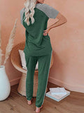 Womens Pajamas Set Short Sleeve T Shirt Jogger Pants Sleepwear