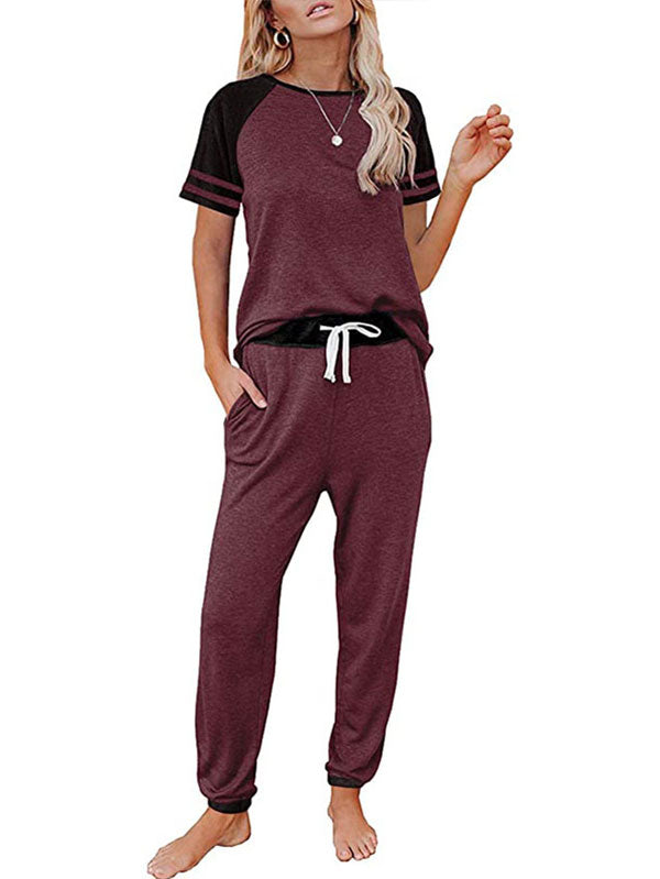 Ensemble de pyjamas pour femmes T-shirt à manches courtes Pantalon de survêtement Vêtements de nuit