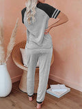 Womens Pajamas Set Short Sleeve T Shirt Jogger Pants Sleepwear