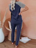 Womens Pajamas Set Short Sleeve T Shirt Jogger Pants Sleepwear