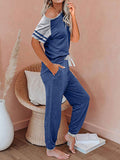 Womens Pajamas Set Short Sleeve T Shirt Jogger Pants Sleepwear