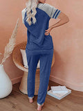 Womens Pajamas Set Short Sleeve T Shirt Jogger Pants Sleepwear