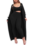 Women's Fuzzy 3 Piece Sweatsuit Cardigan Crop Lounge Sets