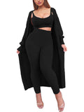 Women's Fuzzy 3 Piece Sweatsuit Cardigan Crop Lounge Sets