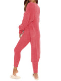 Women's Fuzzy 3 Piece Sweatsuit Cardigan Crop Lounge Sets