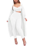 Women's Fuzzy 3 Piece Sweatsuit Cardigan Crop Lounge Sets