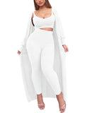 Women's Fuzzy 3 Piece Sweatsuit Cardigan Crop Lounge Sets