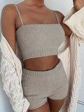 Crop Cami Top with High Waist Shorts Two Piece Set