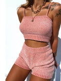Crop Cami Top with High Waist Shorts Two Piece Set