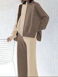 Women's Mock Neck Long Sleeve Wide Leg Pants Two Piece Outfits