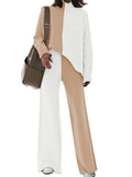 Women's Mock Neck Long Sleeve Wide Leg Pants Two Piece Outfits