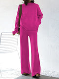 Women's Mock Neck Long Sleeve Wide Leg Pants Two Piece Outfits