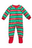 Baby Long Sleeve Striped Christmas Family Footie Pajama Light Green