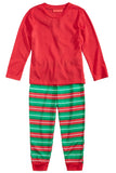 Kids Long Sleeve Striped Christmas Family Pajama Set Watermelon Red