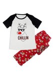 Mens Reindeer And Snowflake Printed Christmas Family Pajama Set Black