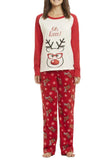 Womens Reindeer And Snowflake Printed Christmas Family Pajama Set Red