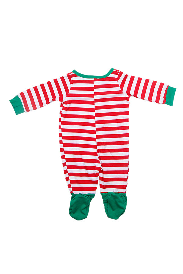 Baby Santa Stripe Printed Christmas Family Footie Pajama Ruby