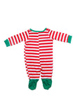 Baby Santa Stripe Printed Christmas Family Footie Pajama Ruby