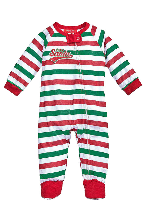 Baby Stripe Santa Printed Christmas Family Footie Pajama Ruby
