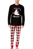 Mens Plaid Bear Snowflake Printed Family Christmas Pajama Set Black