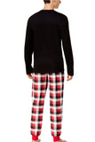 Mens Plaid Bear Snowflake Printed Family Christmas Pajama Set Black