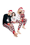 Mens Plaid Bear Snowflake Printed Family Christmas Pajama Set Black