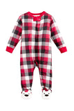 Baby Plaid Bear Printed Family Christmas Footie Pajama Dark Red