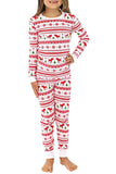 Girl Snowflake Reindeer Printed Family Christmas Pajama Set Light Pink