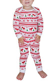 Boy Snowflake Reindeer Printed Family Christmas Pajama Set Beige White